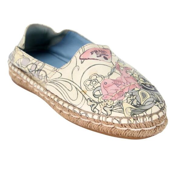 Prada Espadrille 36.5 Canvas All-over Print Flats PR-0502N-0149 - Picture 7 of 11